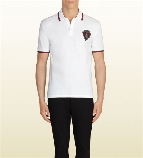 gucci tiger polo white|white gucci polo shirts men.